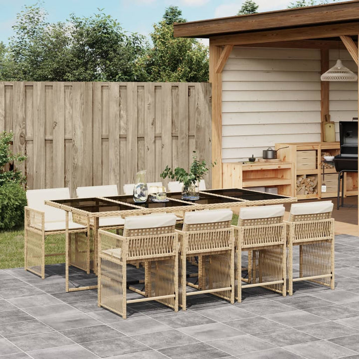 Set Mobilier De Exterior Cu Perne, 11 Piese, Negru, Poliratan