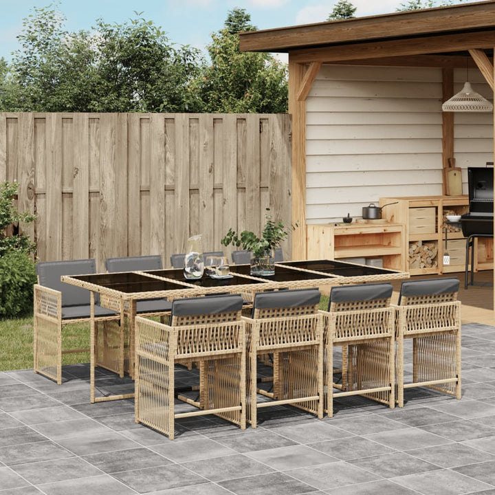Set Mobilier De Exterior Cu Perne, 11 Piese, Negru, Poliratan