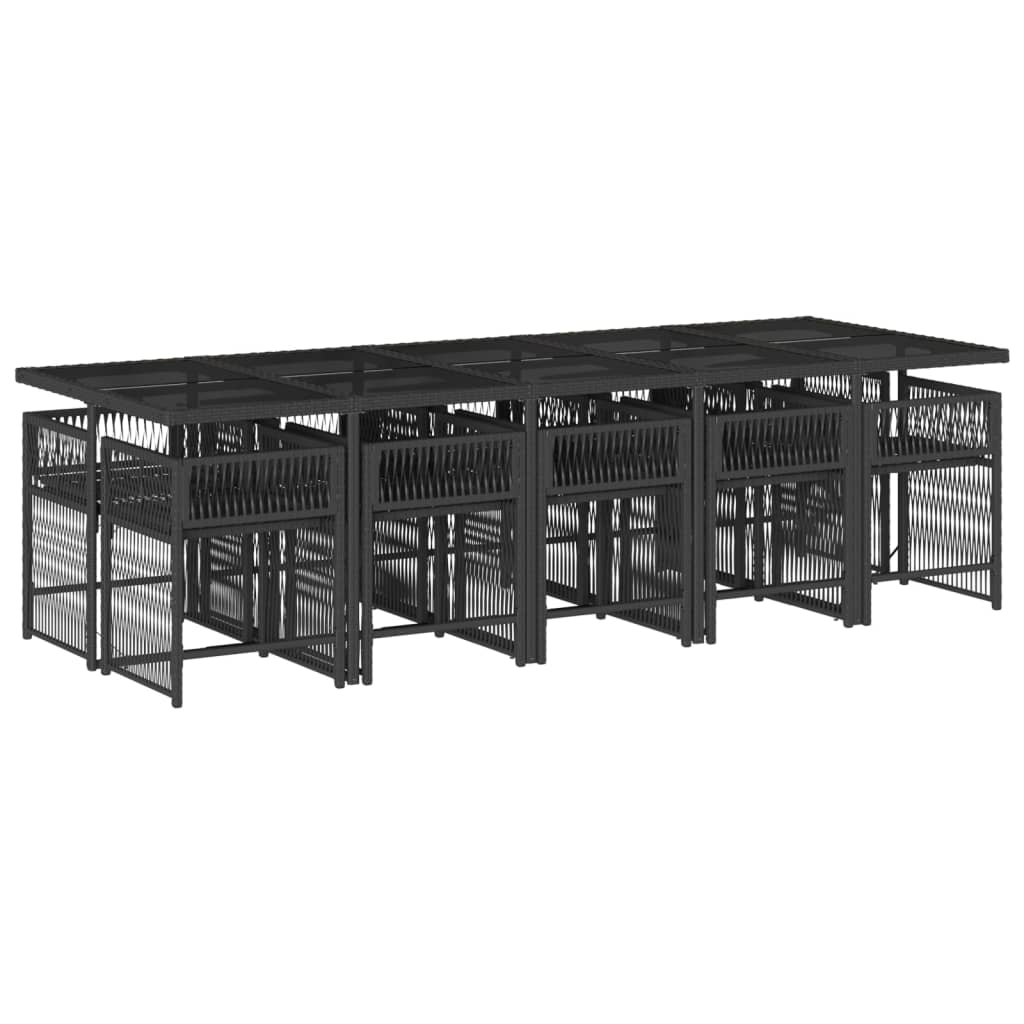 Set Mobilier De Exterior Cu Perne, 11 Piese, Negru, Poliratan