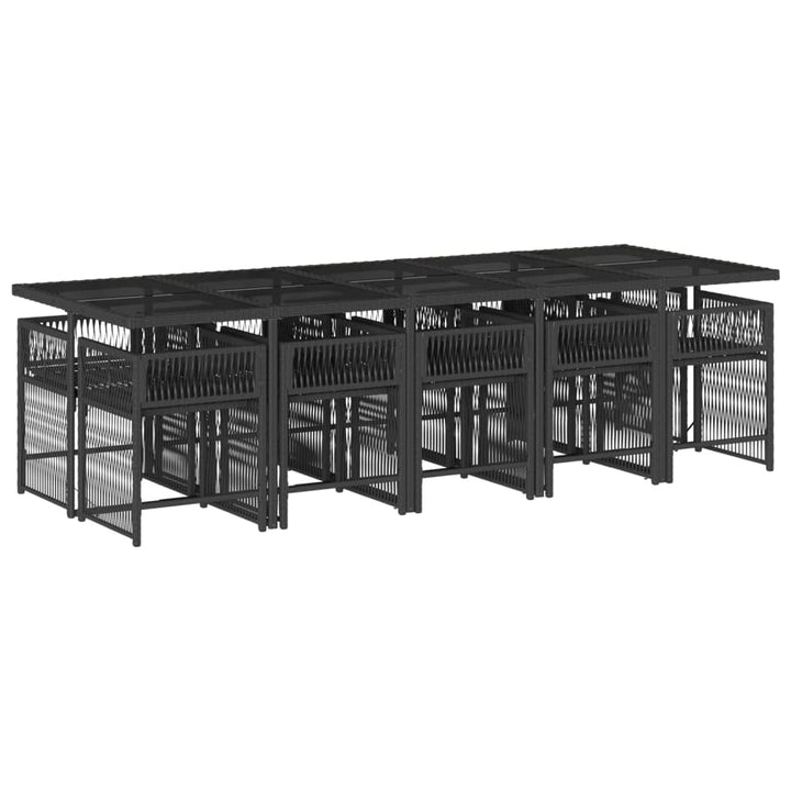 Set Mobilier De Exterior Cu Perne, 11 Piese, Negru, Poliratan
