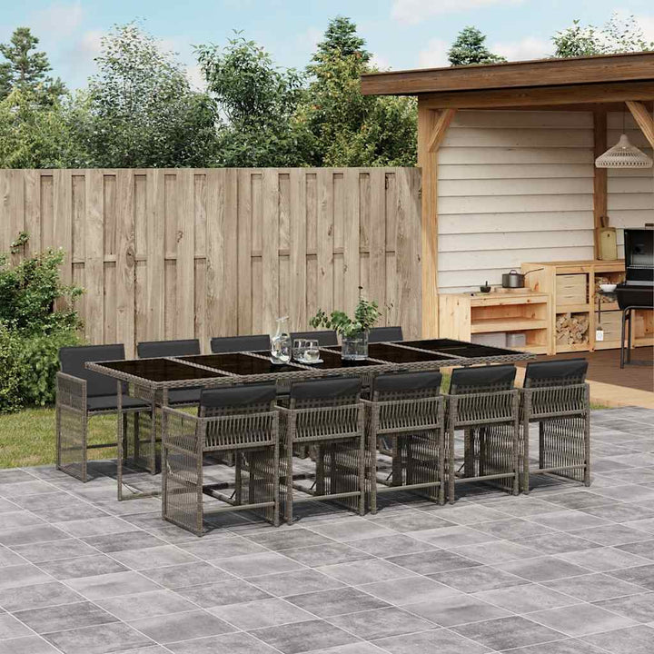 Set Mobilier De Exterior Cu Perne, 11 Piese, Negru, Poliratan