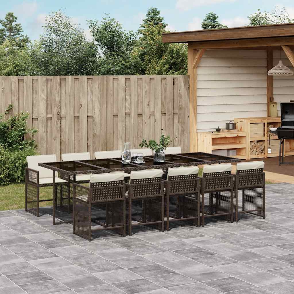 Set Mobilier De Exterior Cu Perne, 11 Piese, Negru, Poliratan