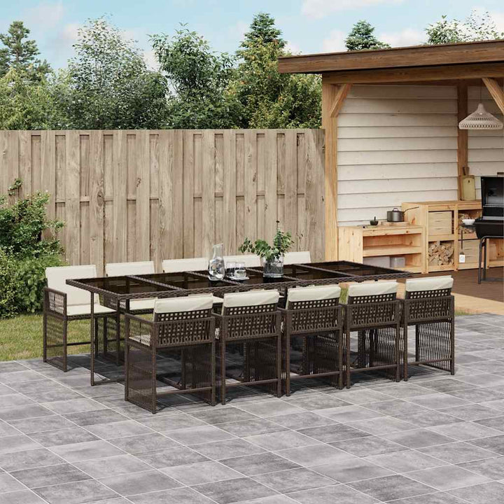 Set Mobilier De Exterior Cu Perne, 11 Piese, Negru, Poliratan