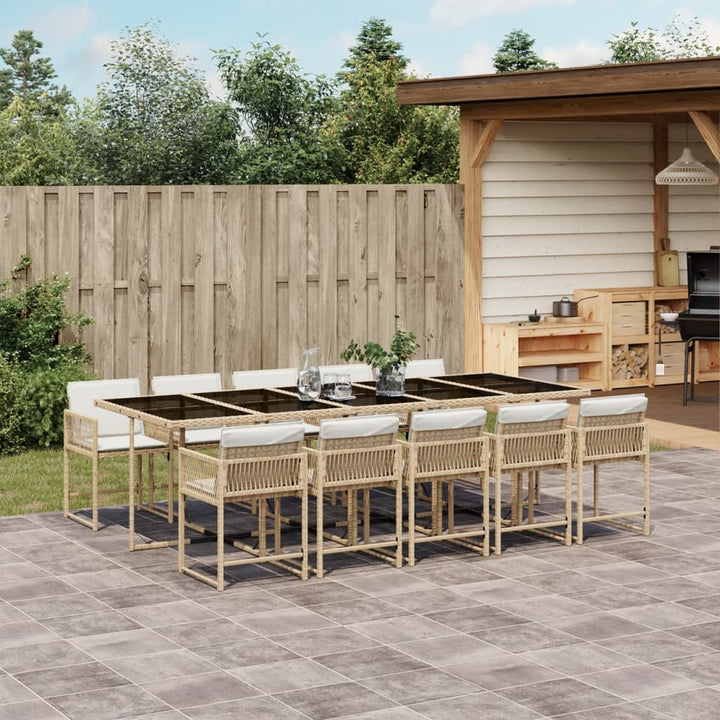 Set Mobilier De Exterior Cu Perne, 11 Piese, Negru, Poliratan