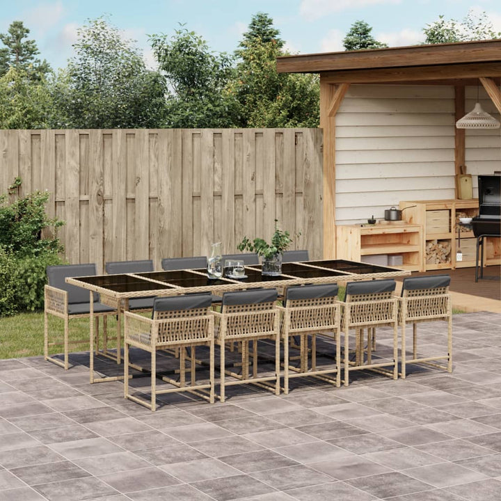 Set Mobilier De Exterior Cu Perne, 11 Piese, Negru, Poliratan