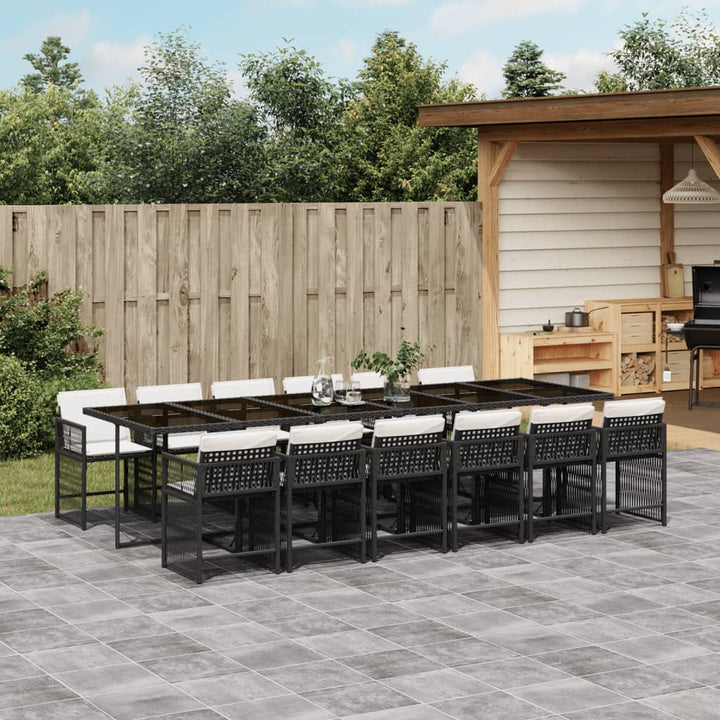 Set Mobilier De Exterior Cu Perne, 11 Piese, Negru, Poliratan