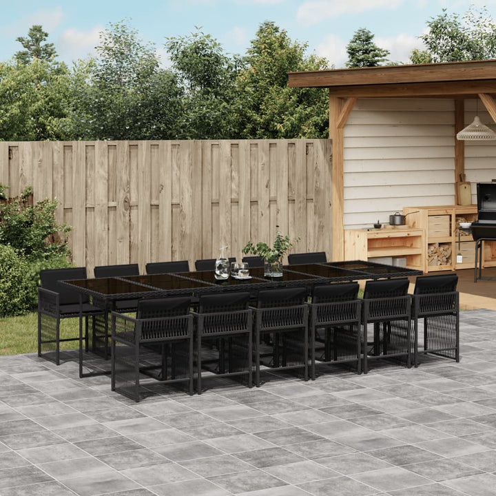 Set Mobilier De Exterior Cu Perne, 11 Piese, Negru, Poliratan