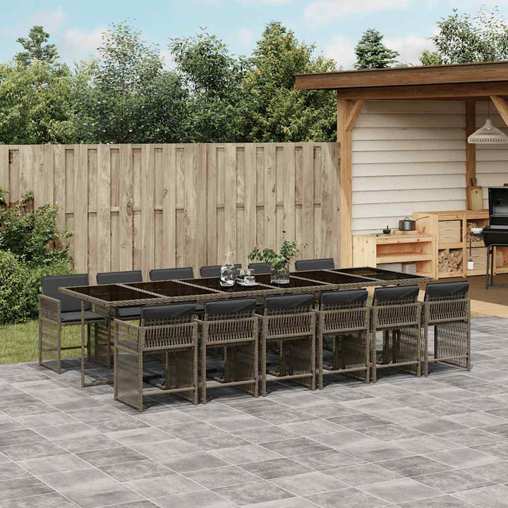 Set Mobilier De Exterior Cu Perne, 11 Piese, Negru, Poliratan