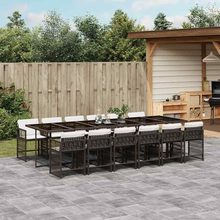 Set Mobilier De Exterior Cu Perne, 11 Piese, Negru, Poliratan