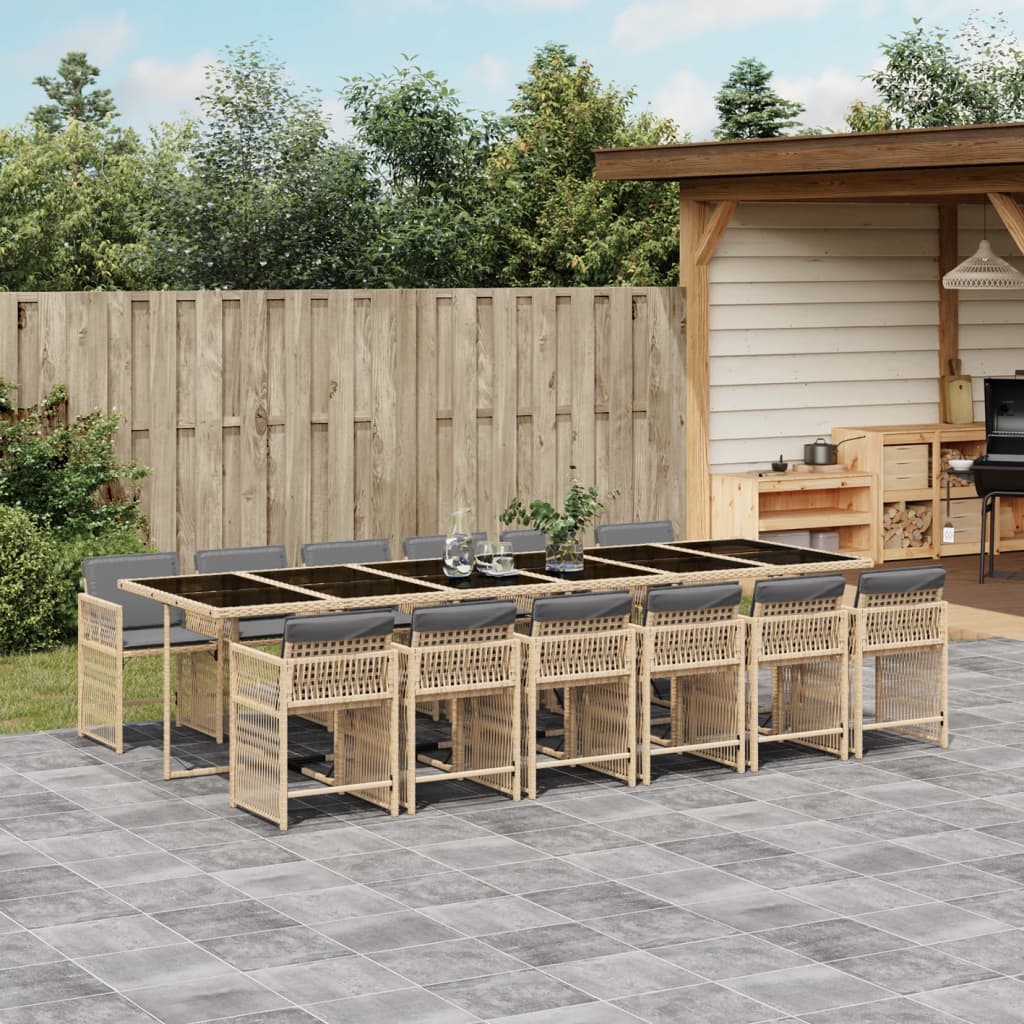 Set Mobilier De Exterior Cu Perne, 11 Piese, Negru, Poliratan