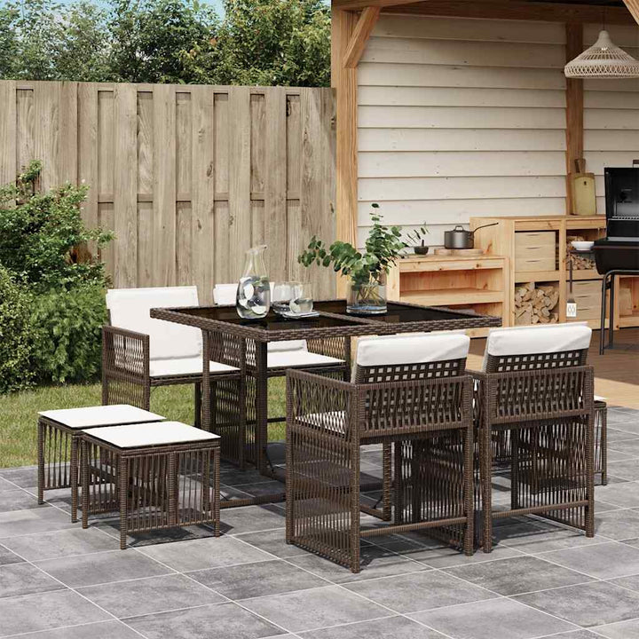 Set Mobilier De Grădină Cu Perne, 17 Piese, Negru, Poliratan