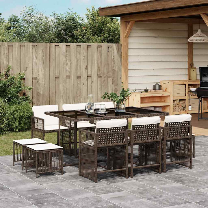 Set Mobilier De Grădină Cu Perne, 17 Piese, Negru, Poliratan