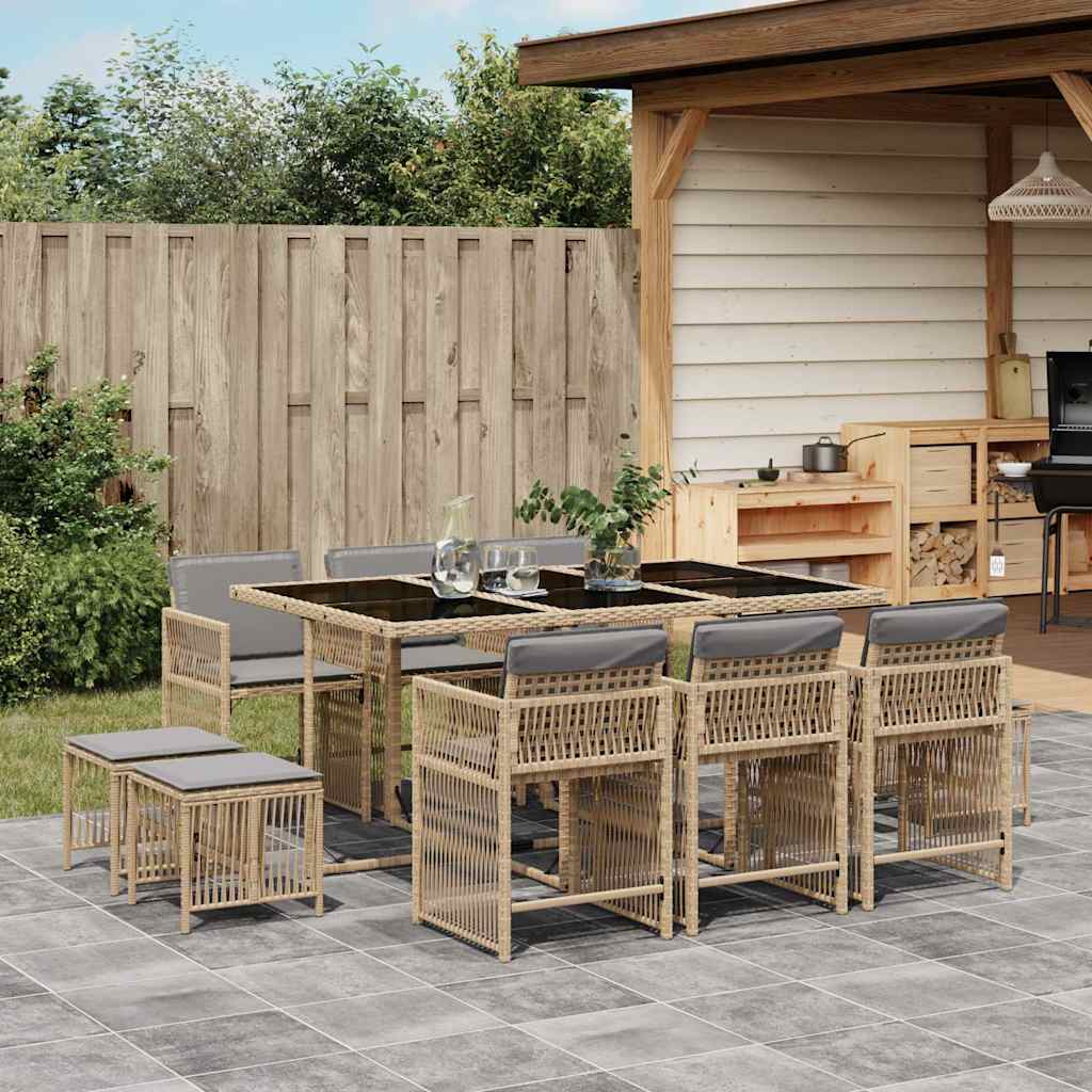 Set Mobilier De Grădină Cu Perne, 17 Piese, Negru, Poliratan