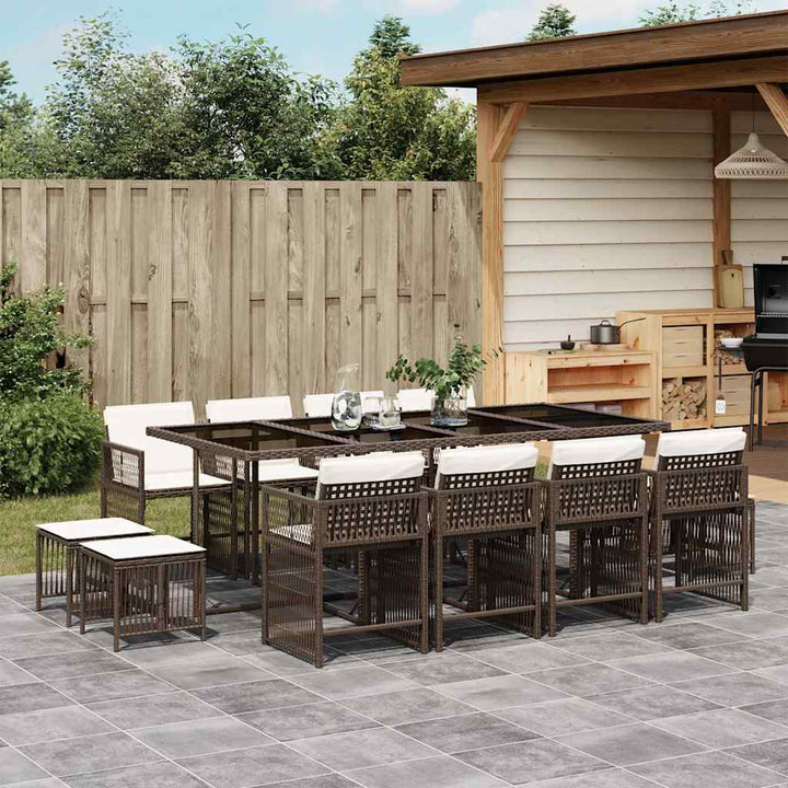 Set Mobilier De Grădină Cu Perne, 17 Piese, Negru, Poliratan