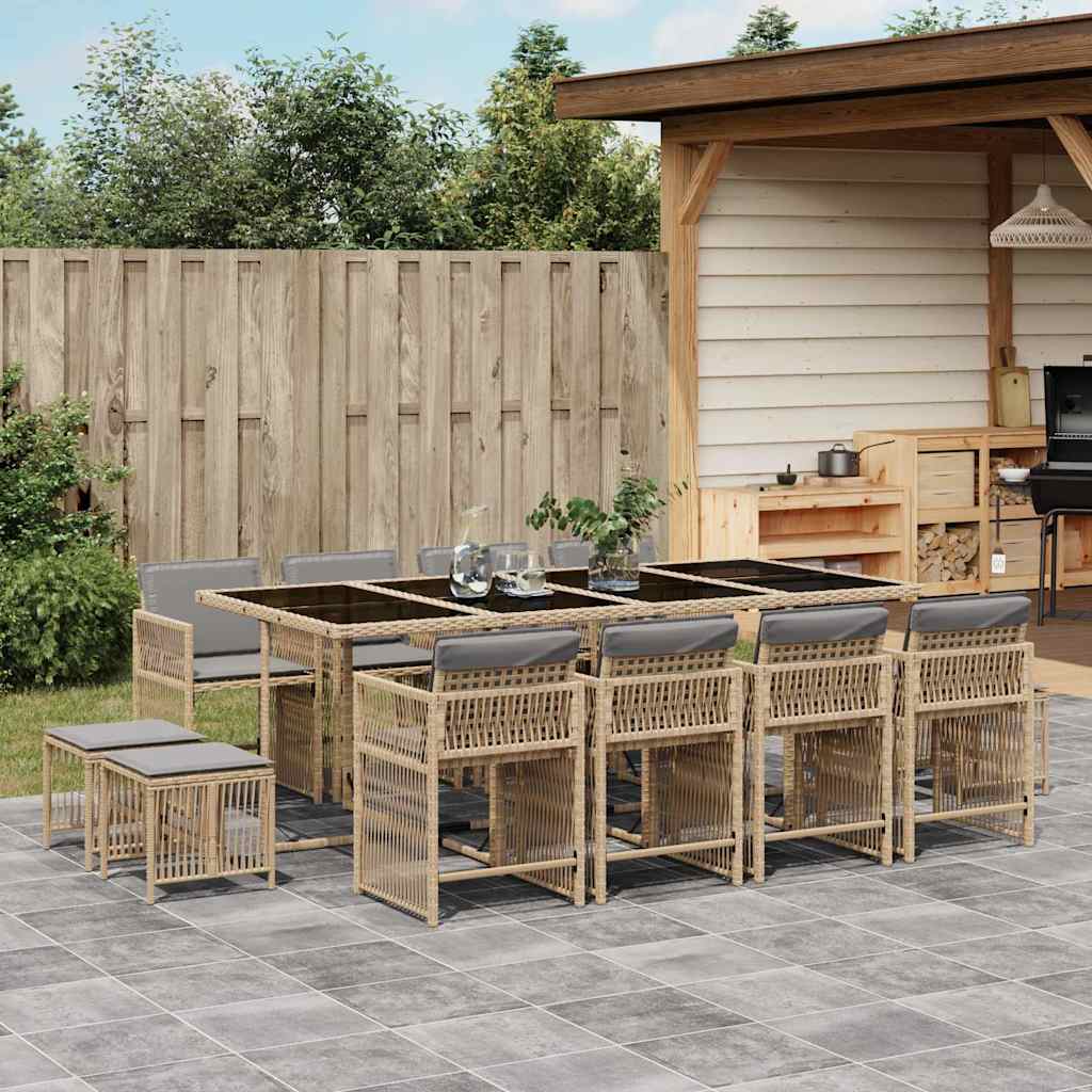 Set Mobilier De Grădină Cu Perne, 17 Piese, Negru, Poliratan