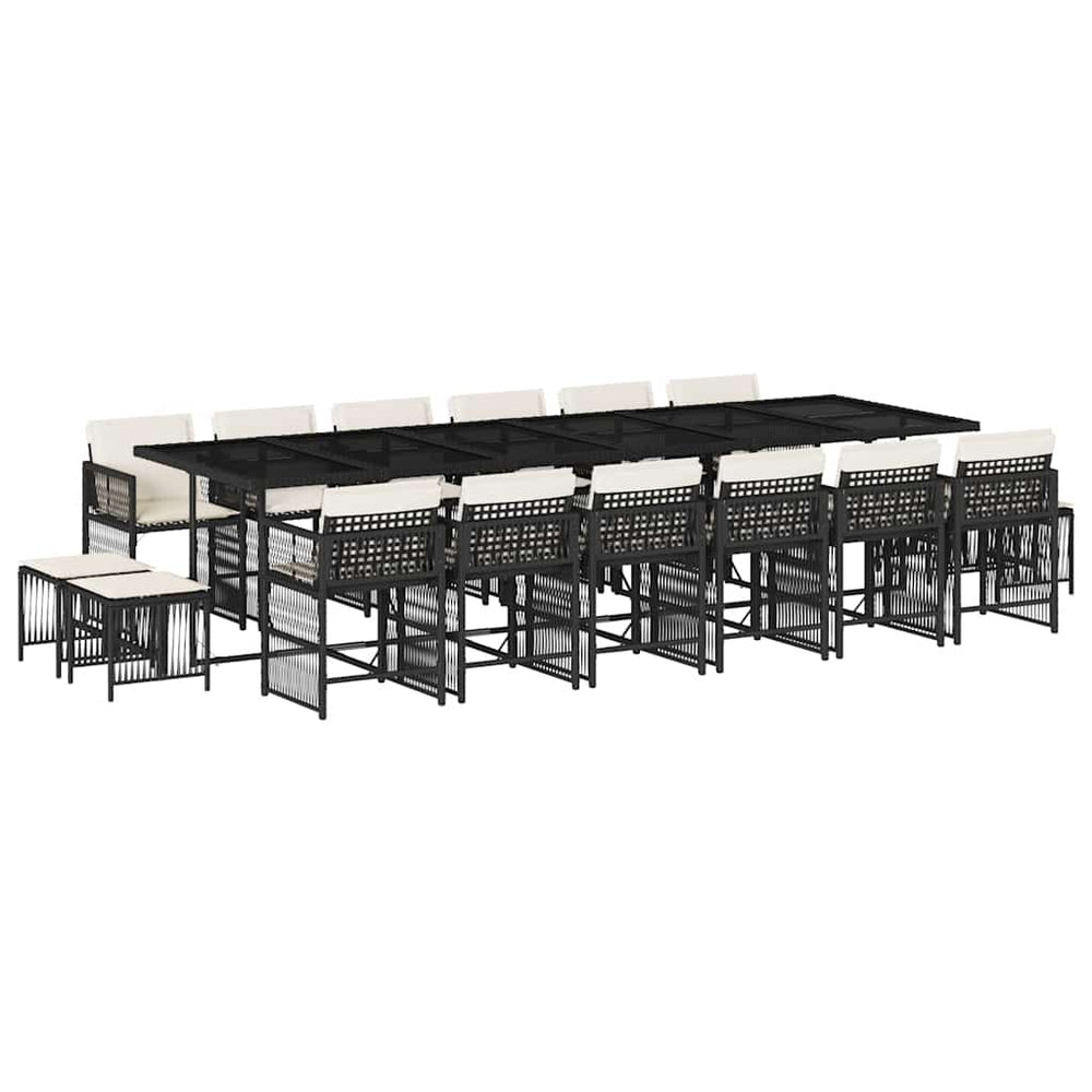 Set Mobilier De Grădină Cu Perne, 17 Piese, Negru, Poliratan