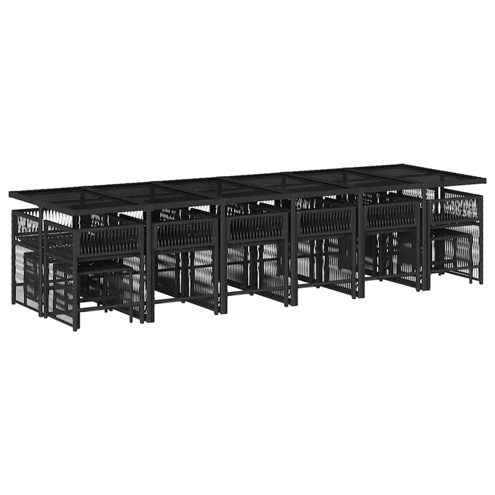 Set Mobilier De Grădină Cu Perne, 17 Piese, Negru, Poliratan