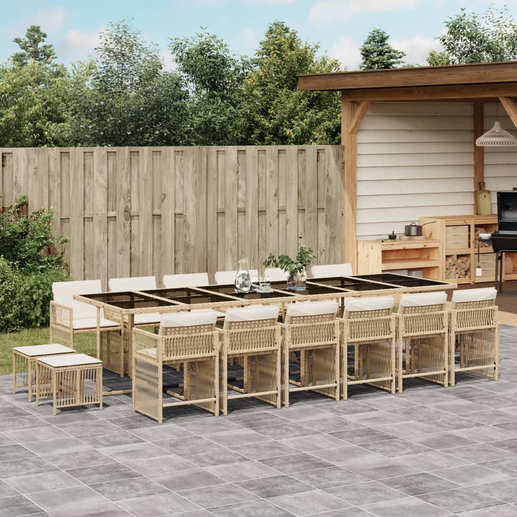 Set Mobilier De Grădină Cu Perne, 17 Piese, Negru, Poliratan