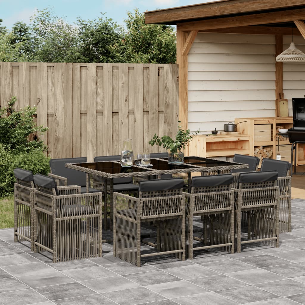 Set Mobilier De Grădină Cu Perne, 9 Piese, Negru, Poliratan