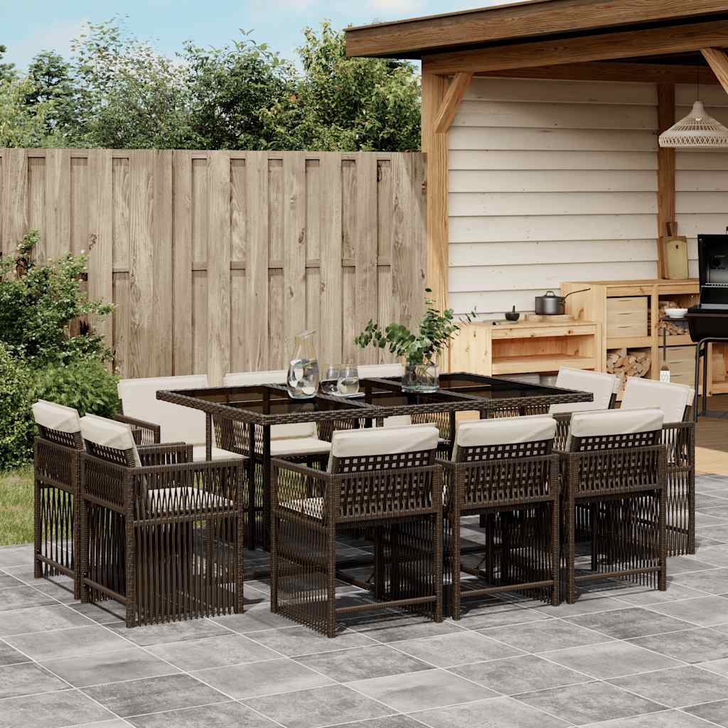 Set Mobilier De Grădină Cu Perne, 9 Piese, Negru, Poliratan