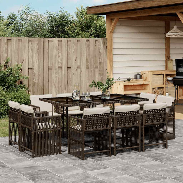Set Mobilier De Grădină Cu Perne, 9 Piese, Negru, Poliratan