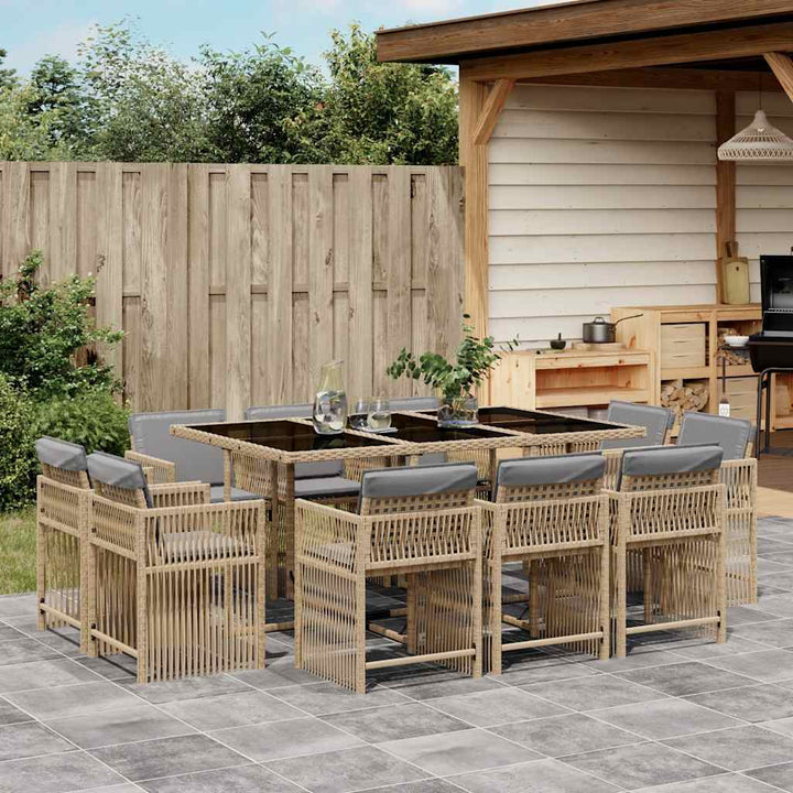 Set Mobilier De Grădină Cu Perne, 9 Piese, Negru, Poliratan