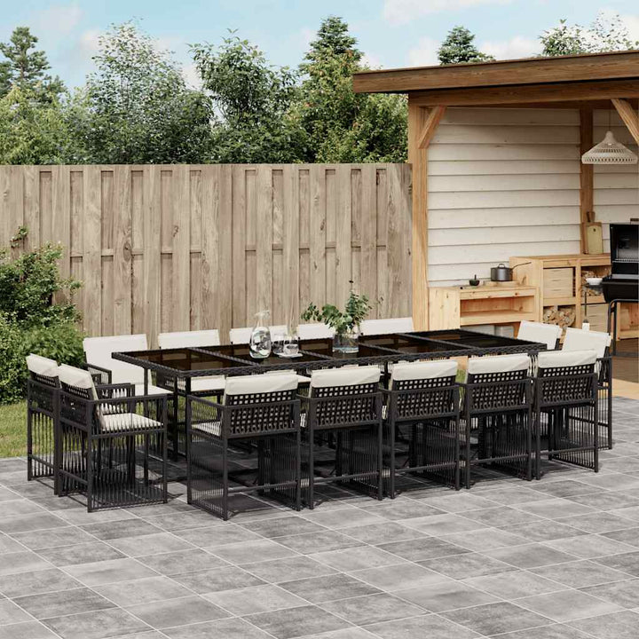 Set Mobilier De Grădină Cu Perne, 9 Piese, Negru, Poliratan