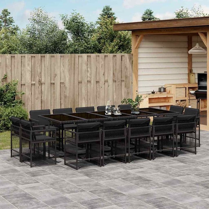 Set Mobilier De Grădină Cu Perne, 9 Piese, Negru, Poliratan