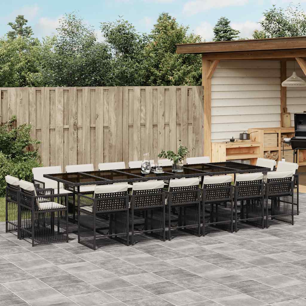 Set Mobilier De Grădină Cu Perne, 9 Piese, Negru, Poliratan