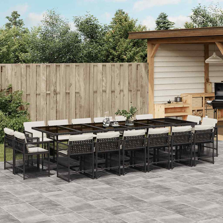 Set Mobilier De Grădină Cu Perne, 9 Piese, Negru, Poliratan
