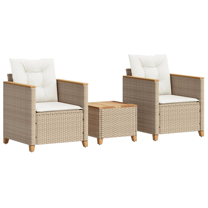 Set Bistro Cu Perne, 3 Piese, , Poliratan Și Lemn Acacia