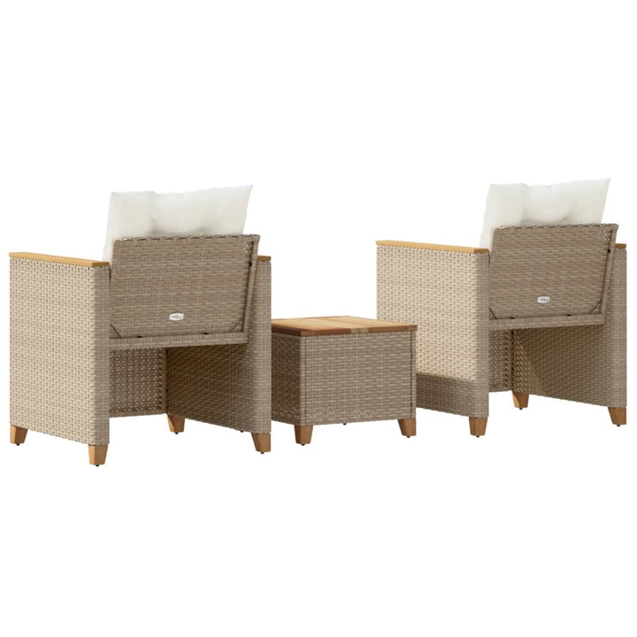 Set Bistro Cu Perne, 3 Piese, , Poliratan Și Lemn Acacia