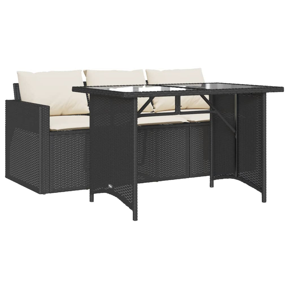 Set Mobilier De Grădină Cu Perne, 2 Piese, Negru, Poliratan