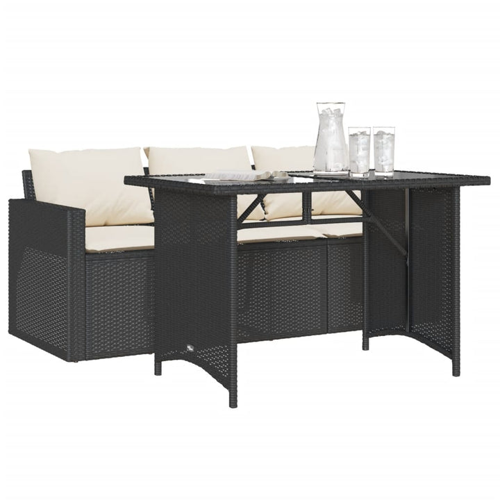 Set Mobilier De Grădină Cu Perne, 2 Piese, Negru, Poliratan