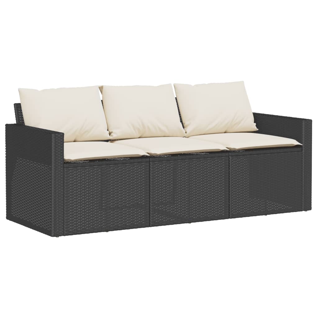 Set Mobilier De Grădină Cu Perne, 2 Piese, Negru, Poliratan