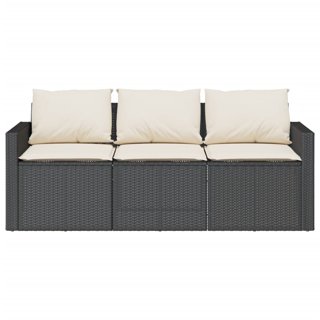 Set Mobilier De Grădină Cu Perne, 2 Piese, Negru, Poliratan