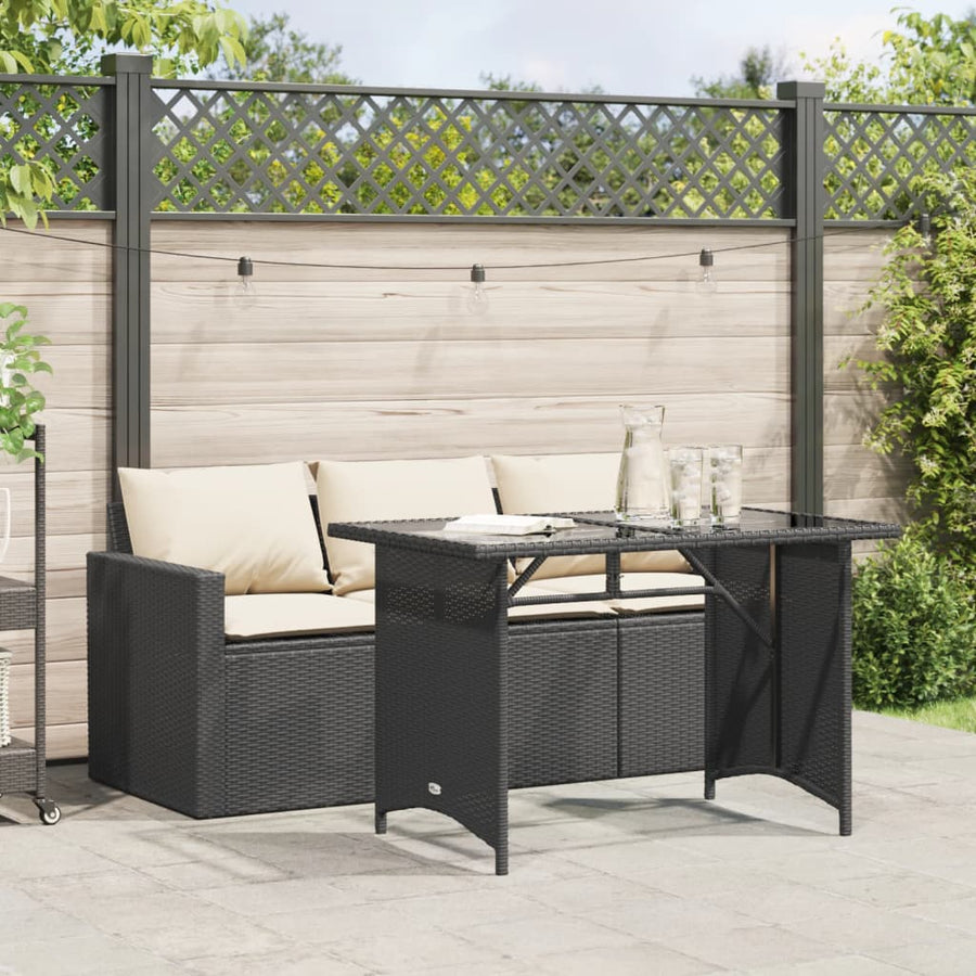 Set Mobilier De Grădină Cu Perne, 2 Piese, Negru, Poliratan