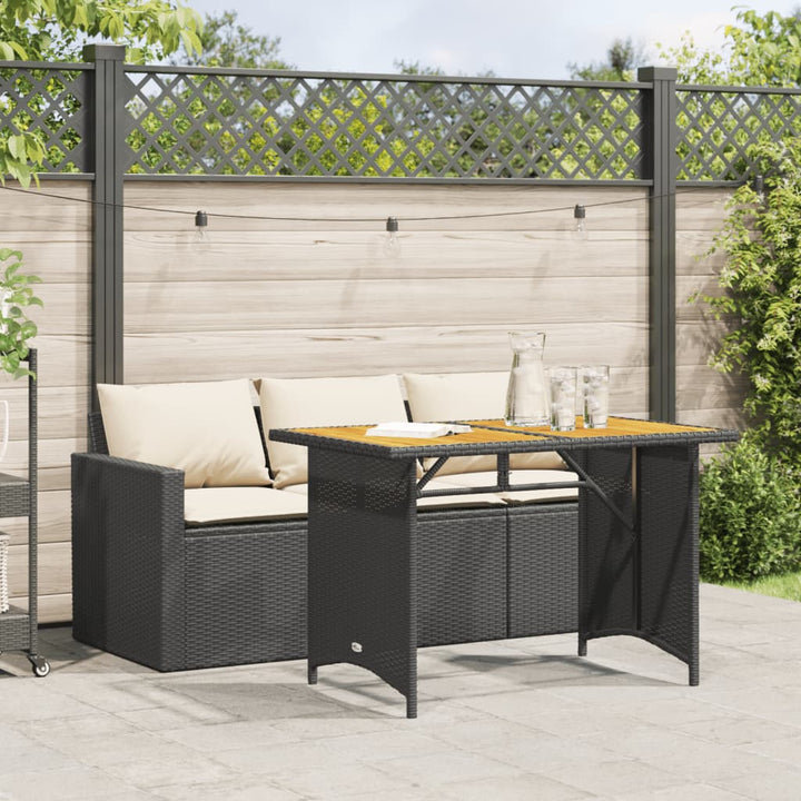Set Mobilier De Grădină Cu Perne, 2 Piese, Negru, Poliratan