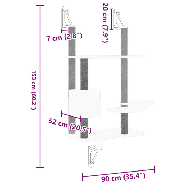 Ansamblu Pisici De Perete Cu Stâlp De Zgâriere, , 153 Cm