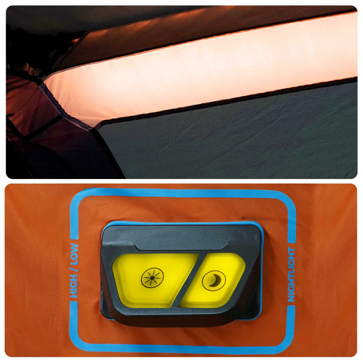 Cort Familie Cu Led 6 Persoane Gri/Portocaliu, Setare Rapidă