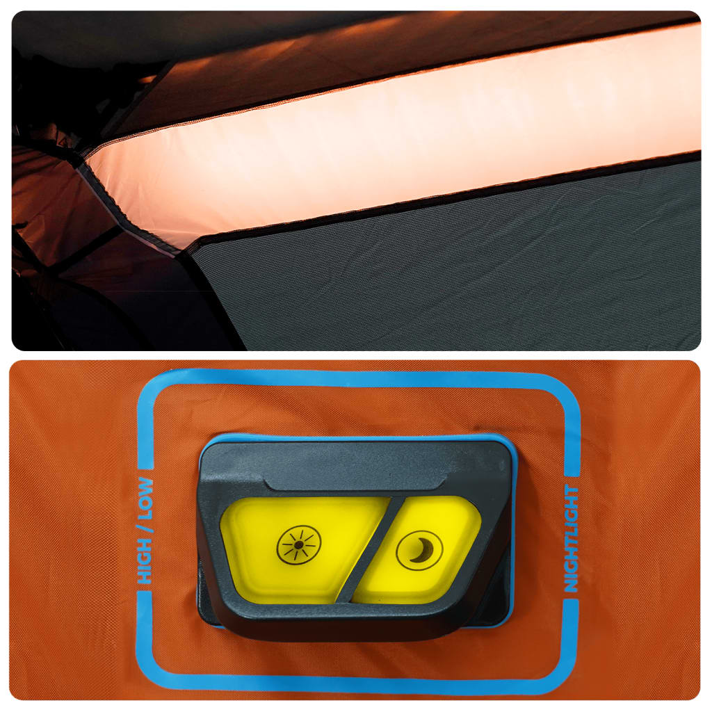 Cort Familie Cu Led 9 Persoane Gri/Portocaliu, Setare Rapidă