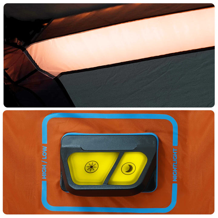 Cort Familie Cu Led 9 Persoane Gri/Portocaliu, Setare Rapidă