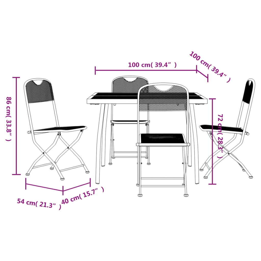 Set De Masă Pentru Grădină, 5 Piese, Plasă Metalică Antracit