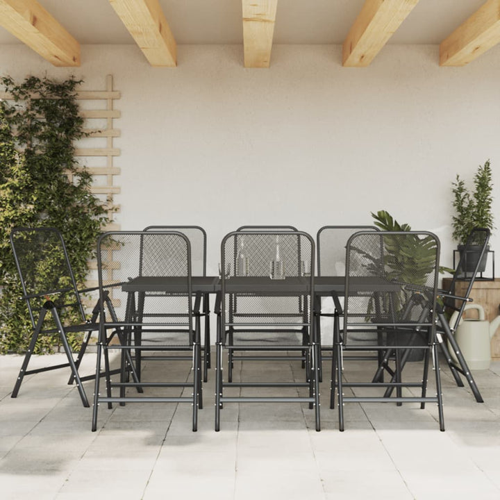 Set De Masă Pentru Grădină, 5 Piese, Plasă Metalică Antracit