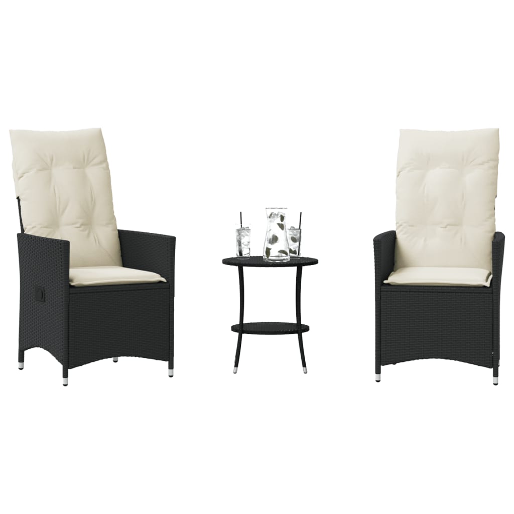 Set Bistro De Grădină Cu Perne, 3 Piese, , Poliratan