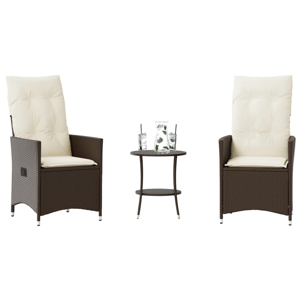 Set Bistro De Grădină Cu Perne, 3 Piese, , Poliratan