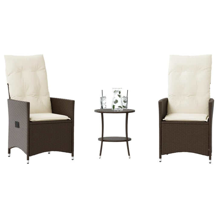 Set Bistro De Grădină Cu Perne, 3 Piese, , Poliratan