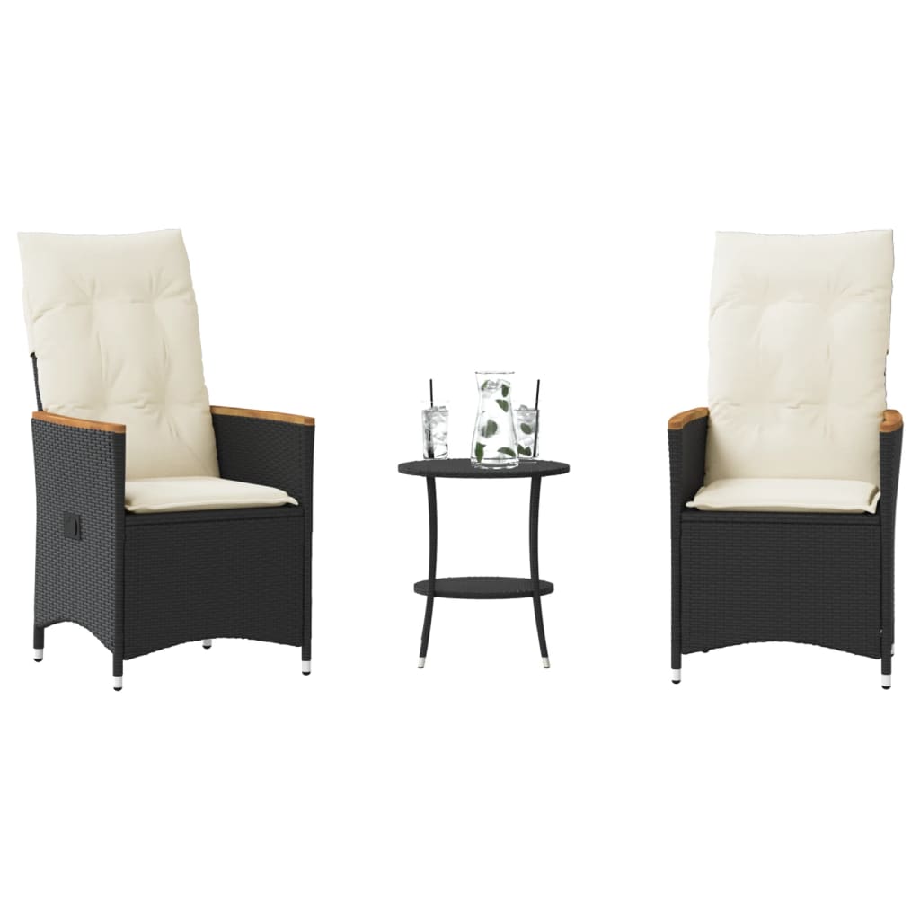Set Bistro De Grădină Cu Perne, 3 Piese, , Poliratan