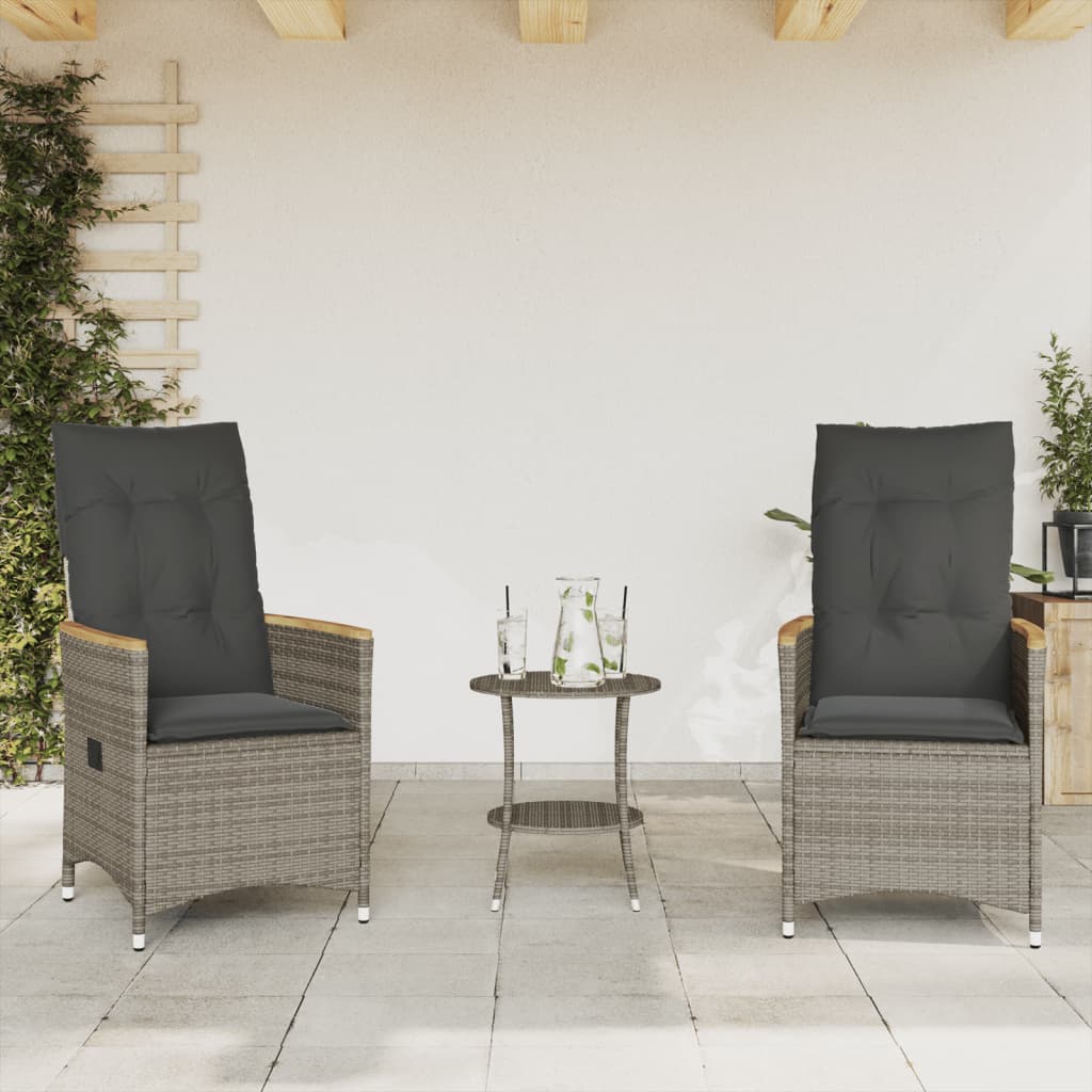 Set Bistro De Grădină Cu Perne, 3 Piese, , Poliratan