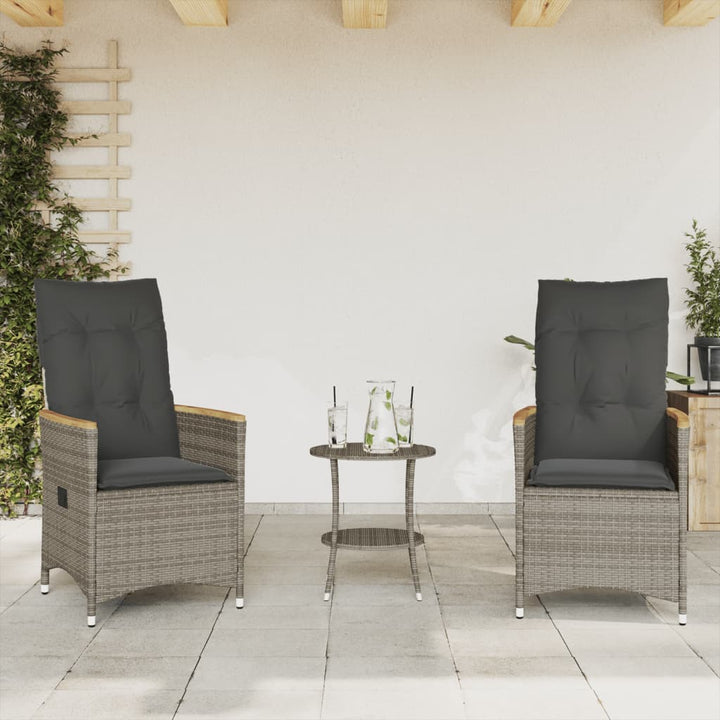 Set Bistro De Grădină Cu Perne, 3 Piese, , Poliratan